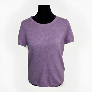 C by Bloomingdale's Women's 2-Ply Cashmere Short Sleeve Crewneck Sweater Size M
